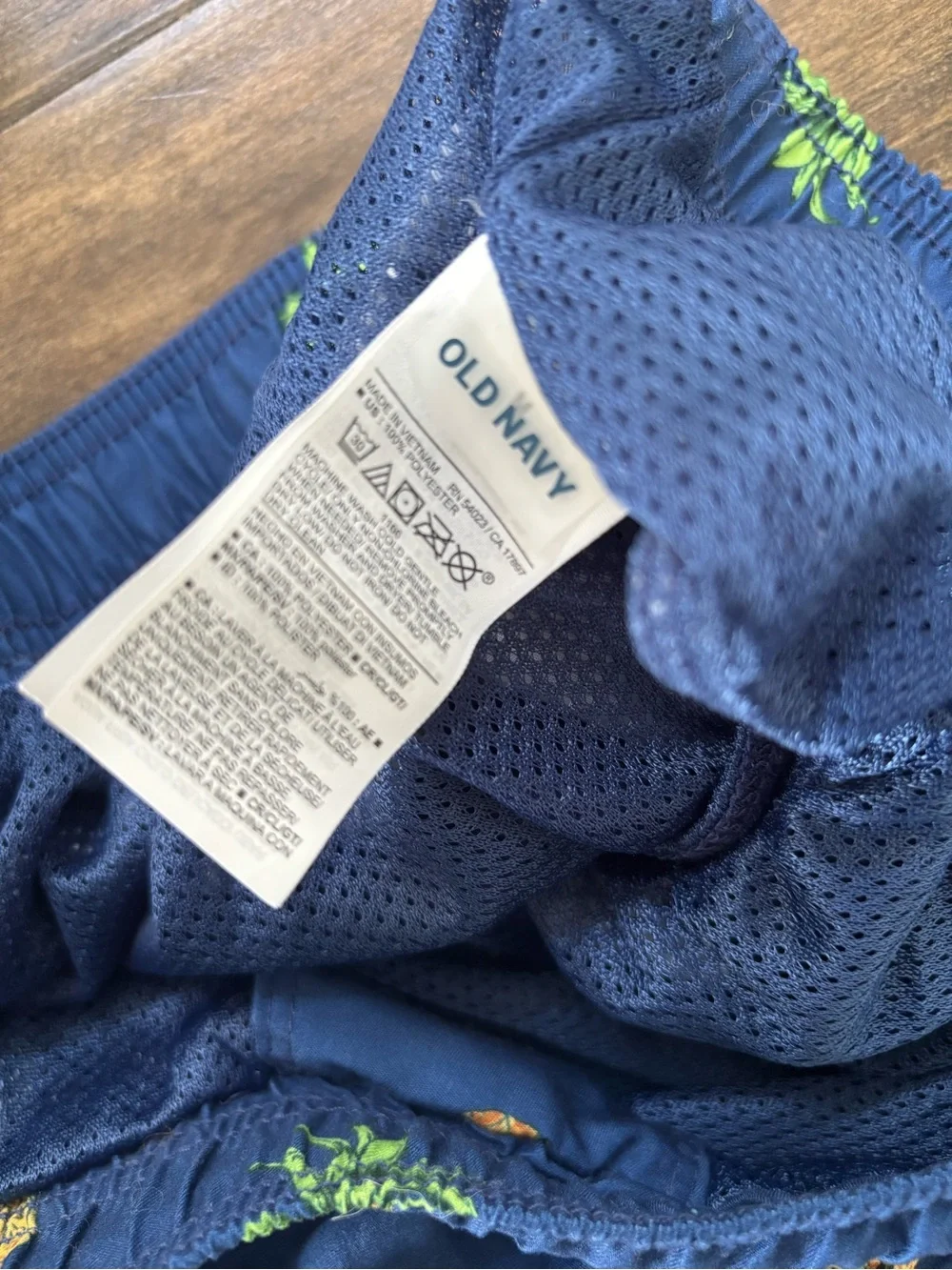 Old Navy Navy Swim Trunks with Yellow Pineapple Print